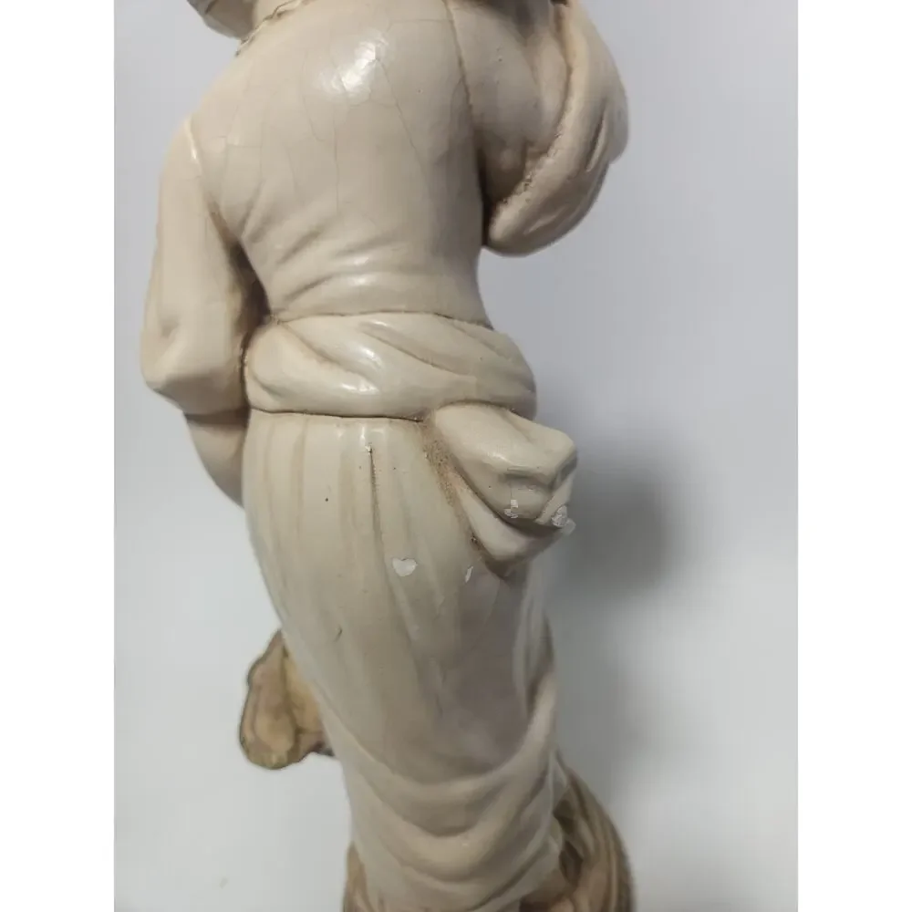 Vintage Made in Italy Girl Figurine Basket Fruit Statue 20